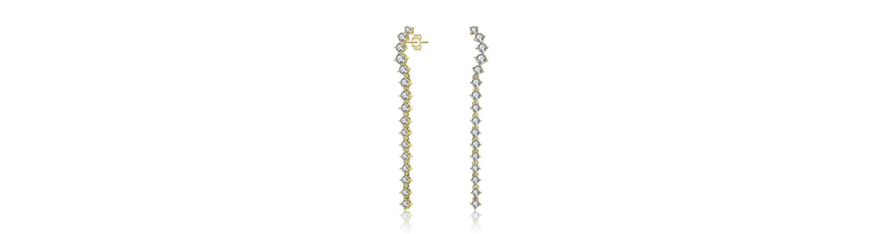 Lab Created Sterling Silver with Clear Cubic Zirconia Waterfall Linear Dangle Earrings