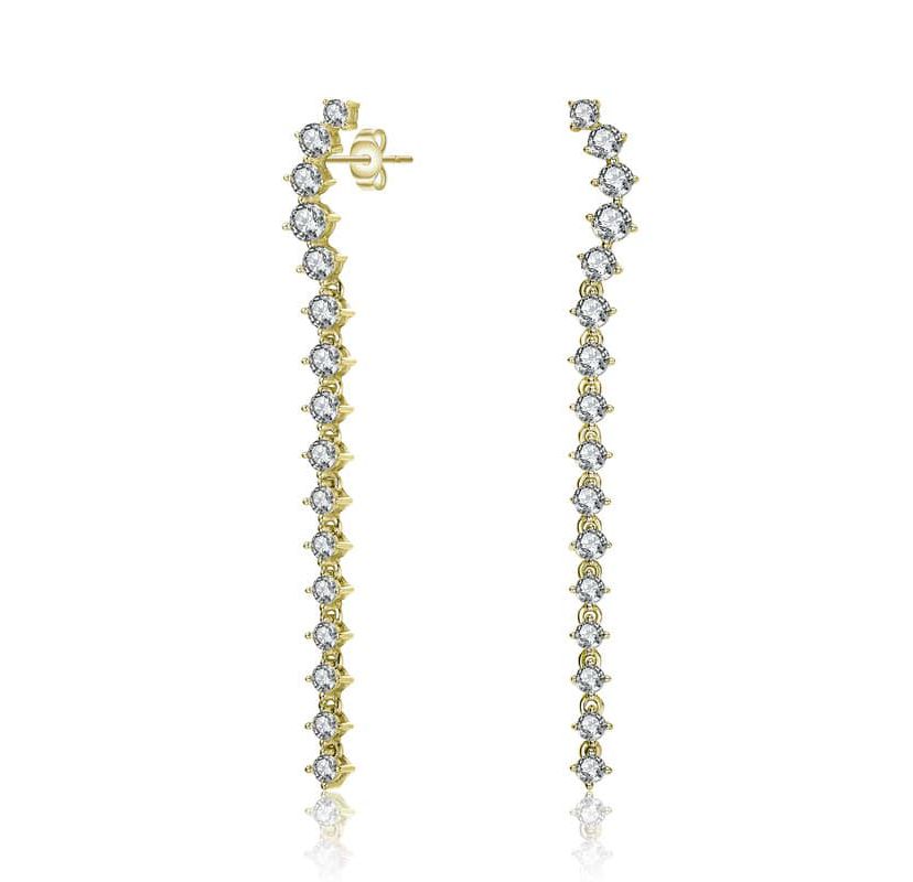Lab Created Sterling Silver with Clear Cubic Zirconia Waterfall Linear Dangle Earrings