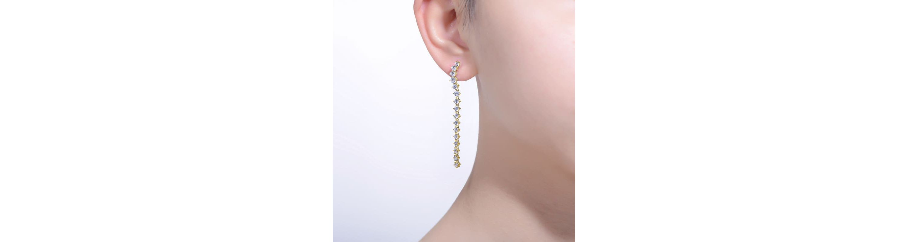 Lab Created Sterling Silver with Clear Cubic Zirconia Waterfall Linear Dangle Earrings
