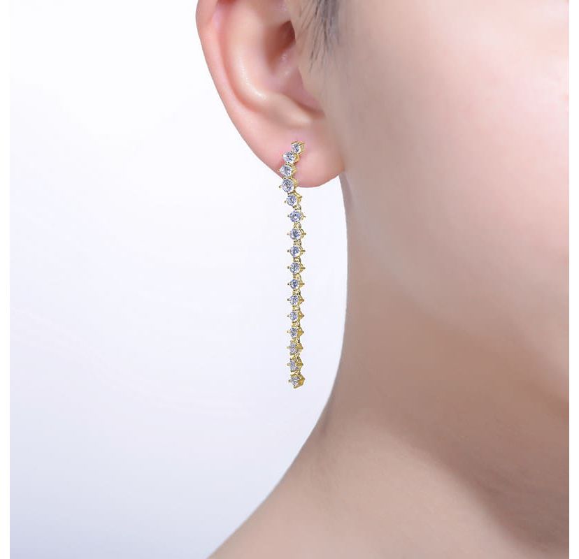 Lab Created Sterling Silver with Clear Cubic Zirconia Waterfall Linear Dangle Earrings