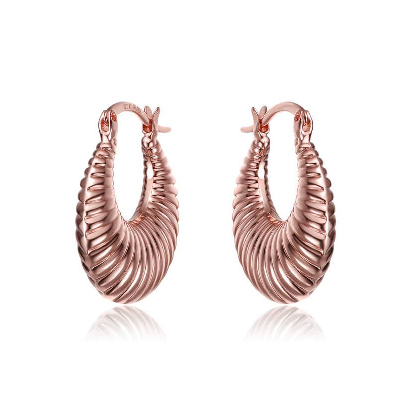 Lab Created Seashell Long Hoop Saddle Back Earrings