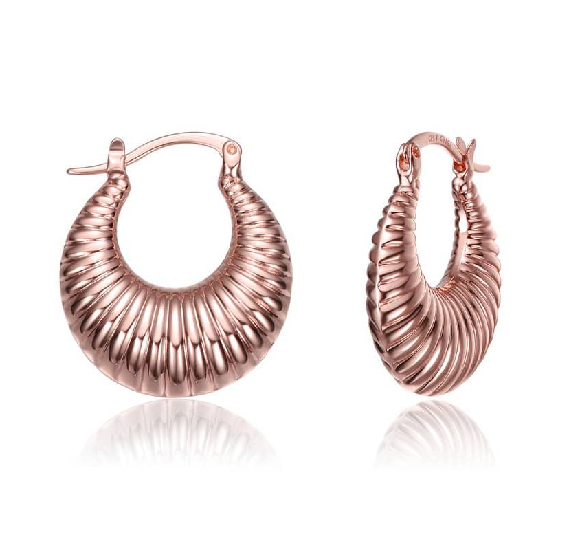 Lab Created Seashell Long Hoop Saddle Back Earrings