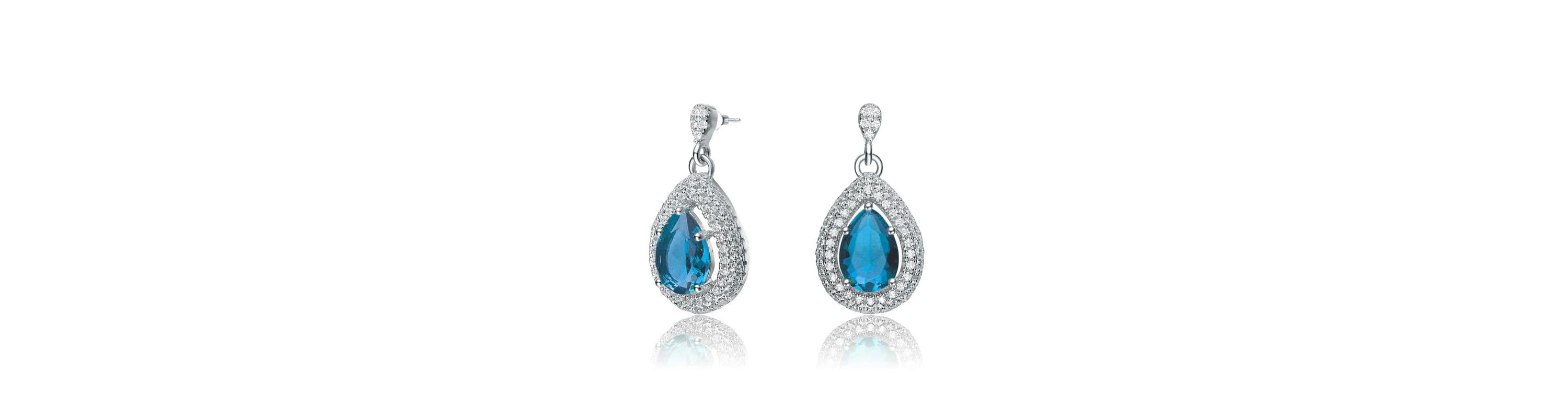 Lab Created Sterling Silver White Gold Plated with Colored Cubic Zirconia Pear Drop Earrings