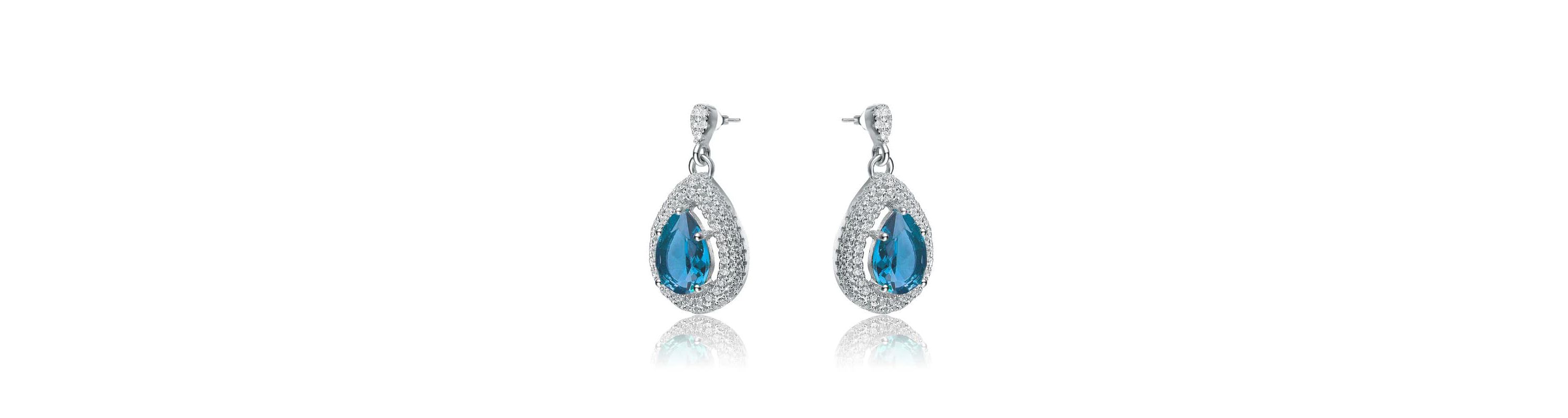 Lab Created Sterling Silver White Gold Plated with Colored Cubic Zirconia Pear Drop Earrings