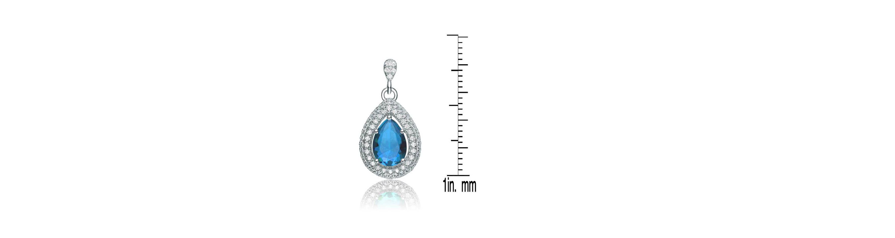 Lab Created Sterling Silver White Gold Plated with Colored Cubic Zirconia Pear Drop Earrings
