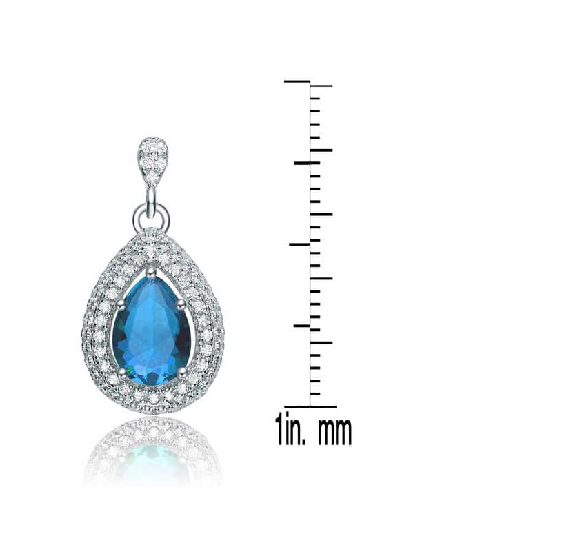 Lab Created Sterling Silver White Gold Plated with Colored Cubic Zirconia Pear Drop Earrings