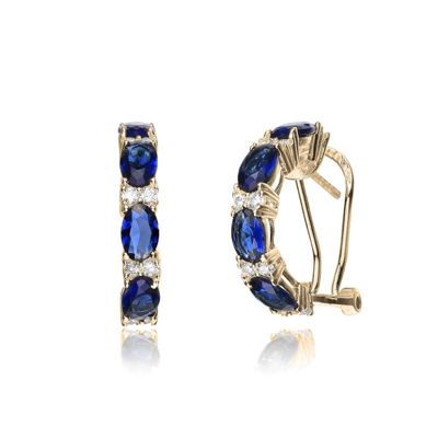 Rozzato Lab Created Sterling Silver 14K Gold Plated with Colored Cubic Zirconia Half Hoop Earrings
