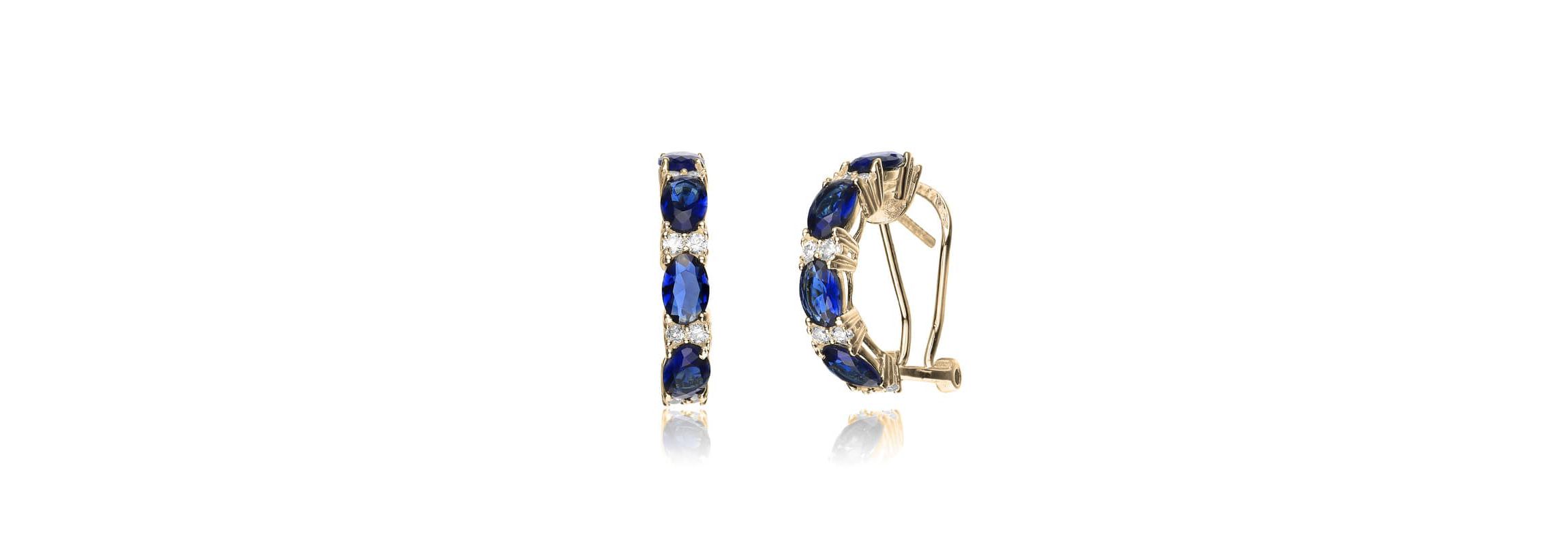Lab Created Sterling Silver 14K Gold Plated with Colored Cubic Zirconia Half Hoop Earrings