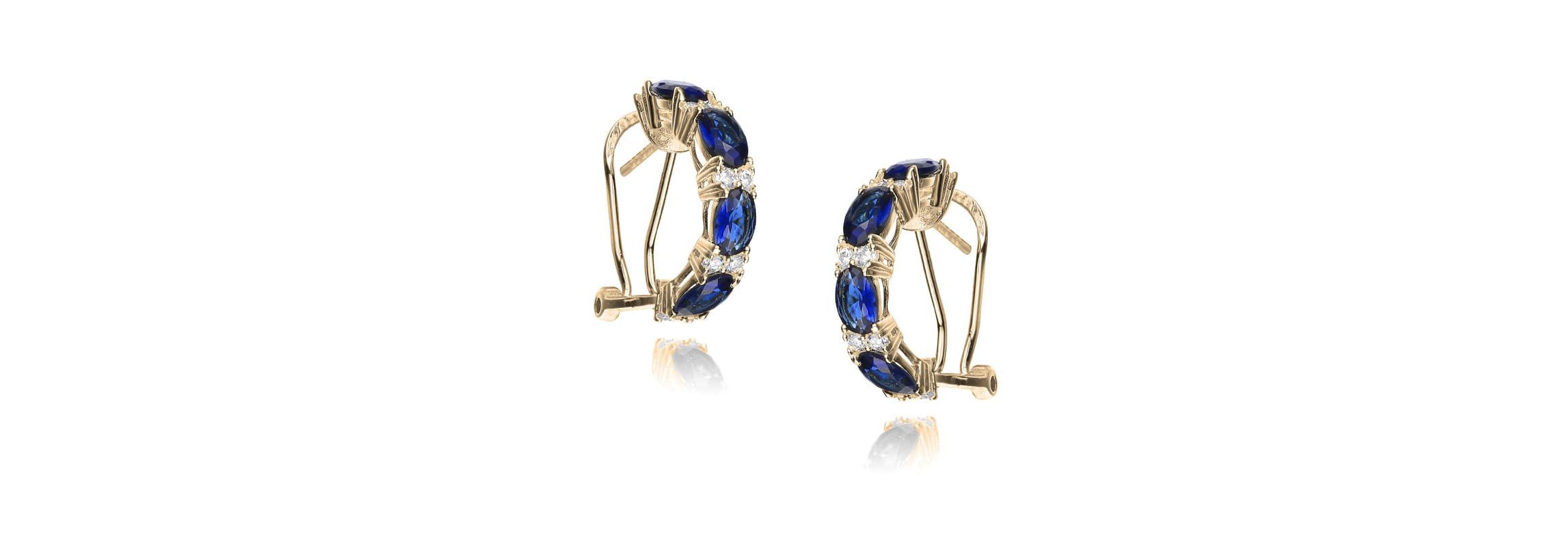 Lab Created Sterling Silver 14K Gold Plated with Colored Cubic Zirconia Half Hoop Earrings