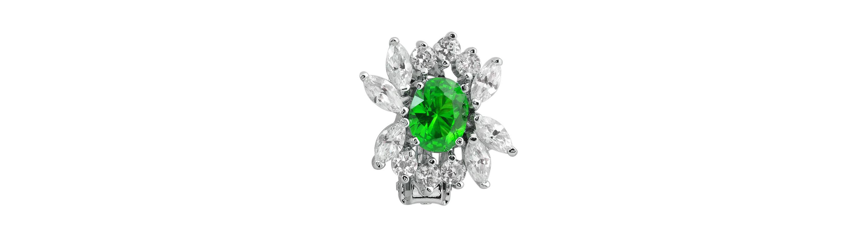 Lab Created Sterling Silver White Gold Plated with Colored Cubic Zirconia Marquise Cluster Earrings