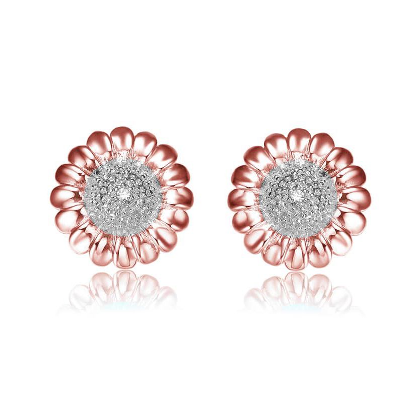 Lab Created Sterling Silver with Clear Round Cubic Zirconia Stud Earrings