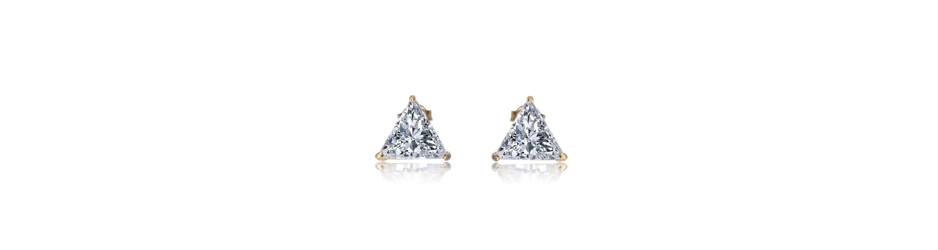 Lab Created Sterling Silver with Clear Medium Cubic Zirconia Triangle Earrings