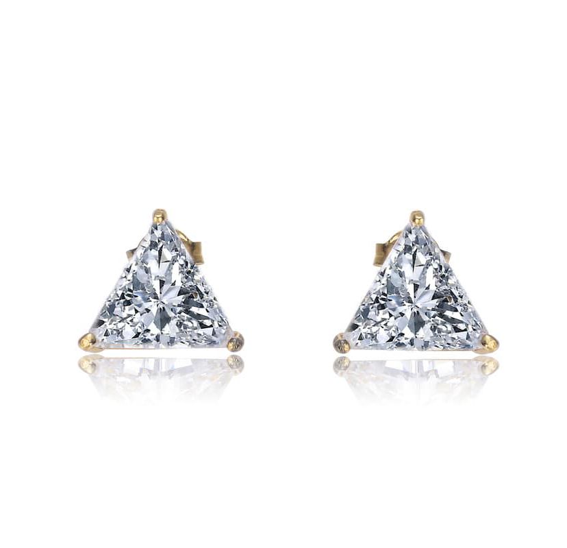 Lab Created Sterling Silver with Clear Medium Cubic Zirconia Triangle Earrings