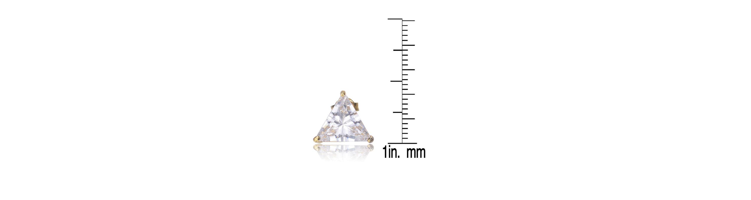 Lab Created Sterling Silver with Clear Medium Cubic Zirconia Triangle Earrings