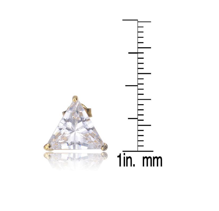 Lab Created Sterling Silver with Clear Medium Cubic Zirconia Triangle Earrings