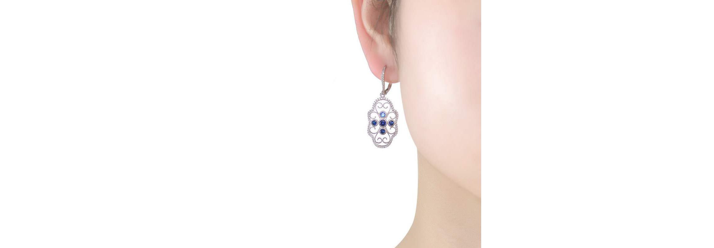 Lab Created Sterling Silver White Gold Plated with Colored Cubic Zirconia Leverback Filigree Earrings
