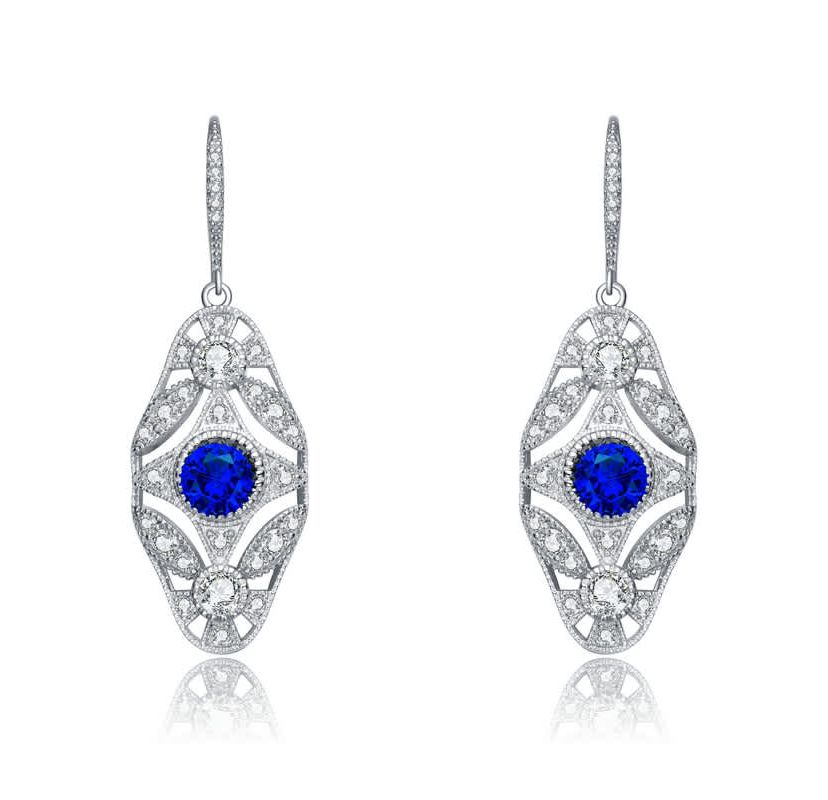 Lab Created Sterling Silver White Gold Plated Round Cubic Zirconia Wreath Leverback Drop Earrings