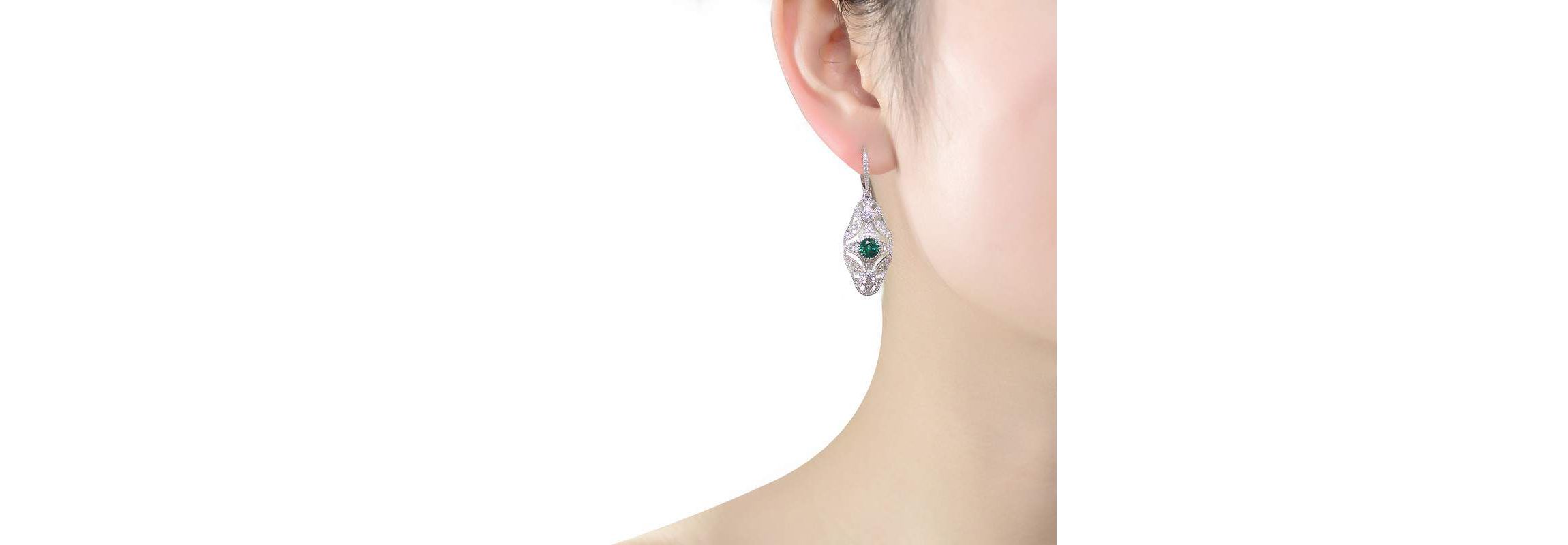 Lab Created Sterling Silver White Gold Plated Round Cubic Zirconia Wreath Leverback Drop Earrings