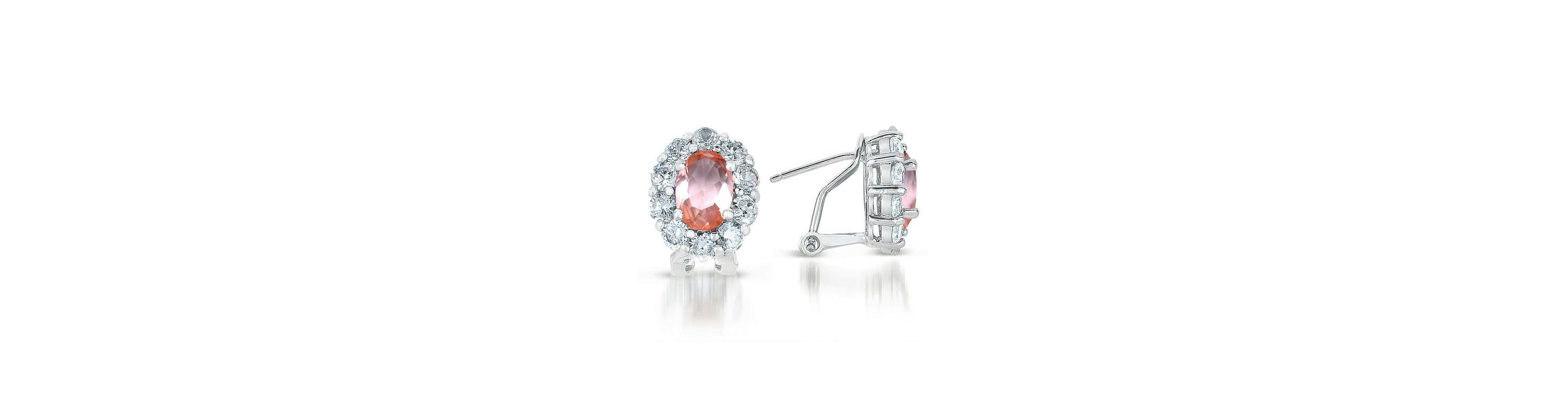 Lab Created Sterling Silver White Gold Plated with Colored Cubic Zirconia Celebrity-inspired Stud Earrings