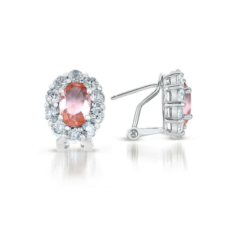 Lab Created Sterling Silver White Gold Plated with Colored Cubic Zirconia Celebrity-inspired Stud Earrings