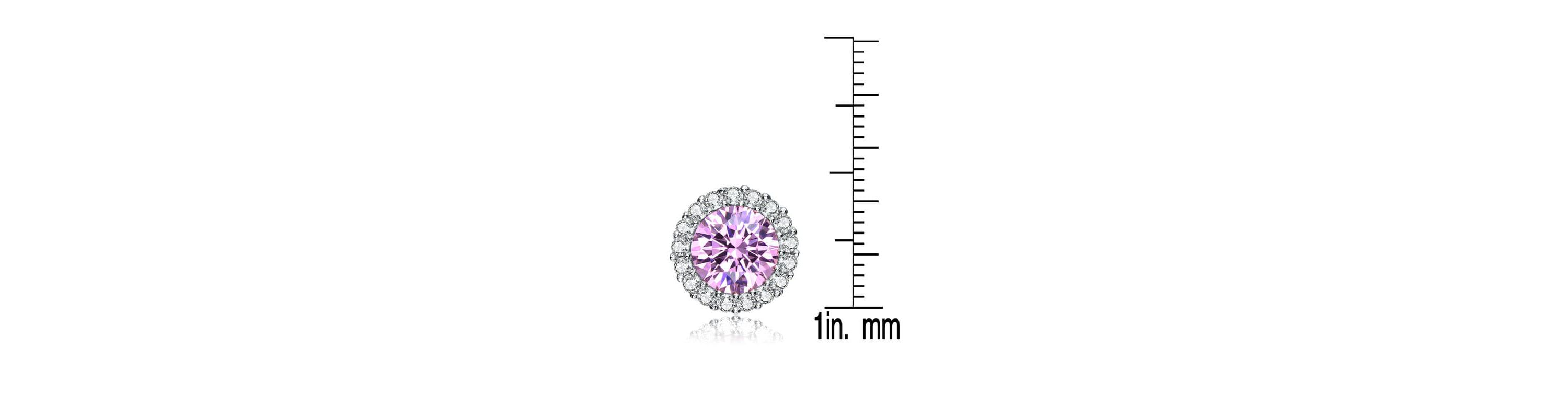 Lab Created Sterling Silver with Colored Round Cubic Zirconia Halo Round Stud Earrings
