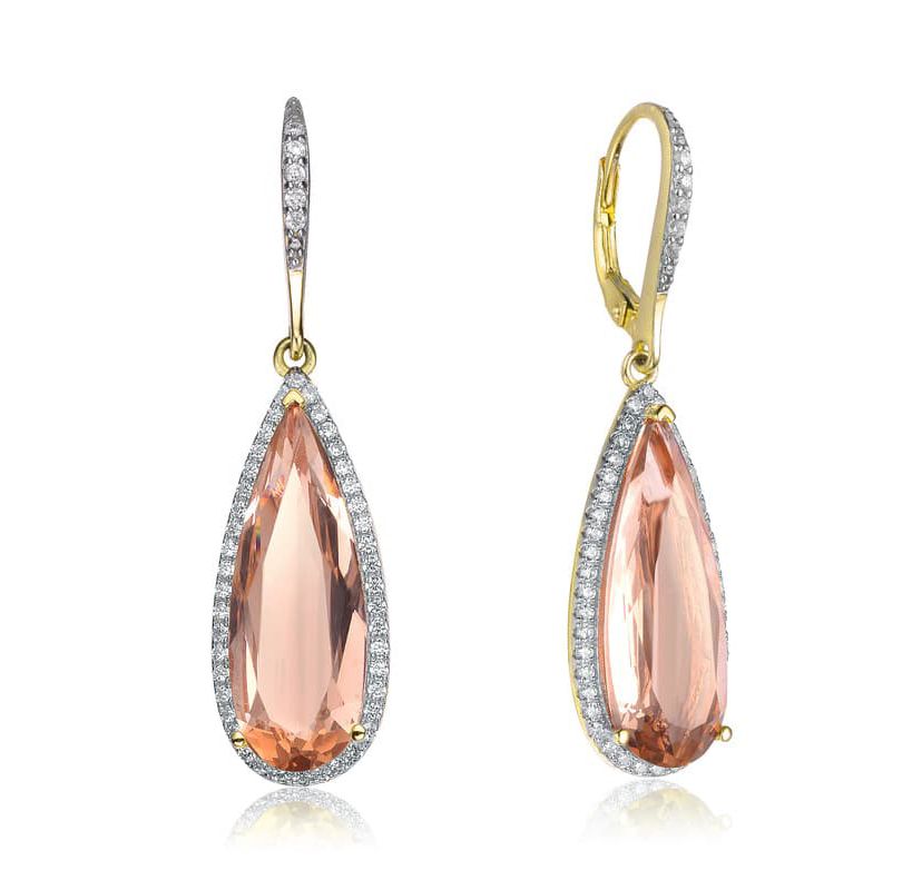 Lab Created Sterling Silver with Colored Cubic Zirconia Teardrop Shaped Dangle Earrings