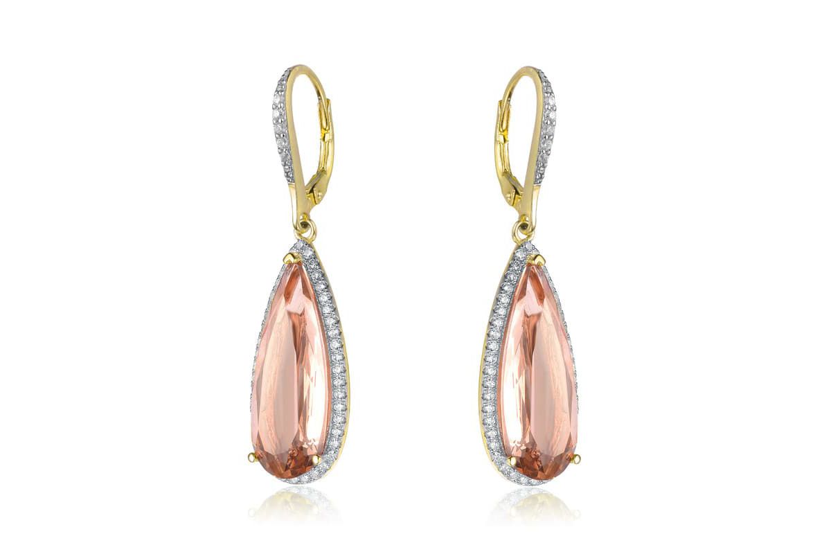 Lab Created Sterling Silver with Colored Cubic Zirconia Teardrop Shaped Dangle Earrings