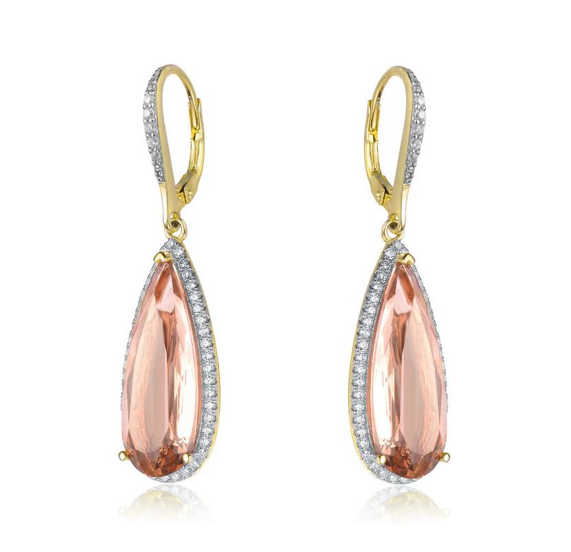 Lab Created Sterling Silver with Colored Cubic Zirconia Teardrop Shaped Dangle Earrings
