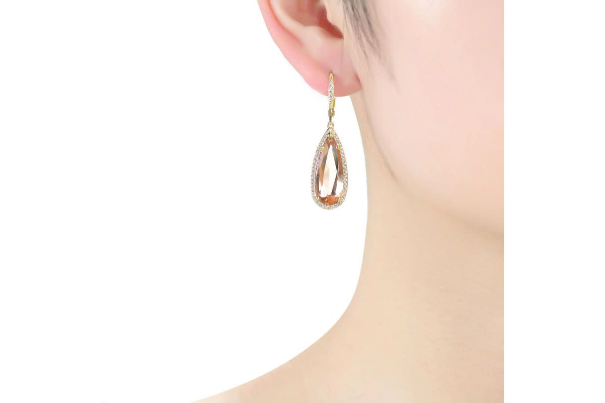 Lab Created Sterling Silver with Colored Cubic Zirconia Teardrop Shaped Dangle Earrings