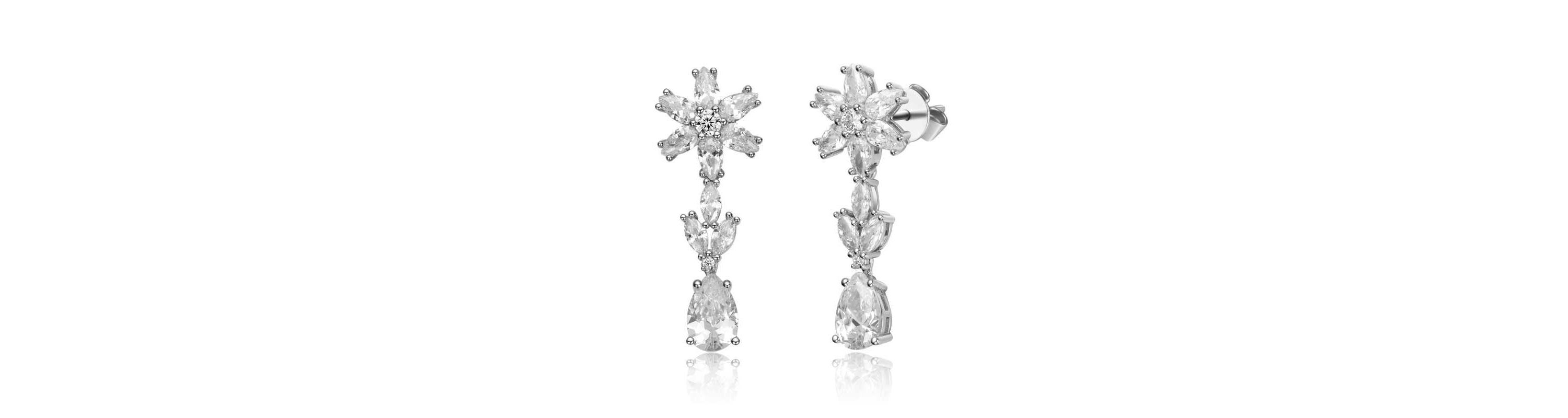 Lab Created Sterling Silver with Clear Cubic Zirconia Cluster Snowflake Formal Dangle Earrings