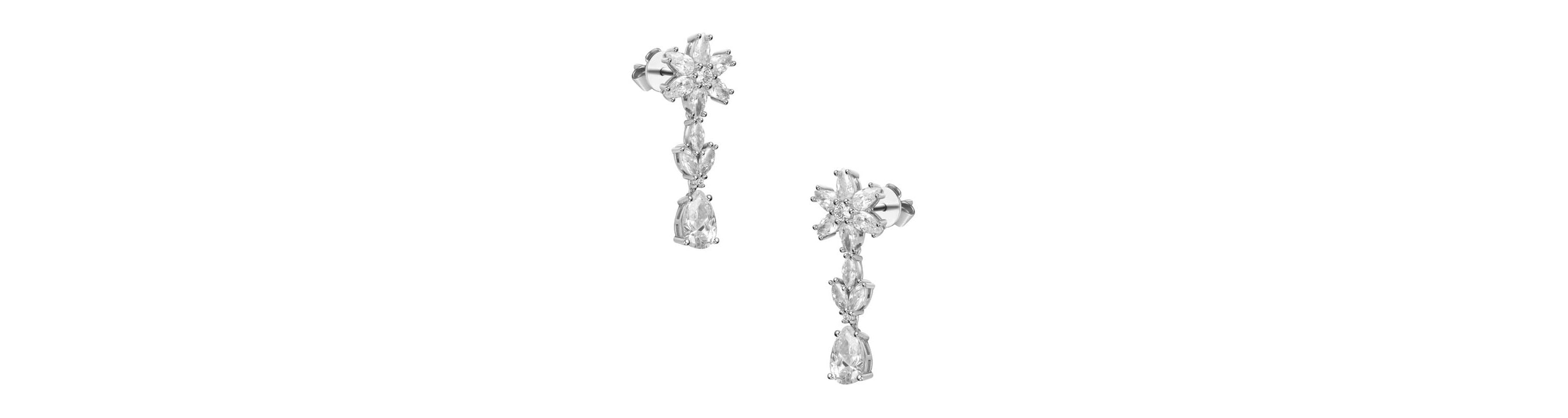 Lab Created Sterling Silver with Clear Cubic Zirconia Cluster Snowflake Formal Dangle Earrings