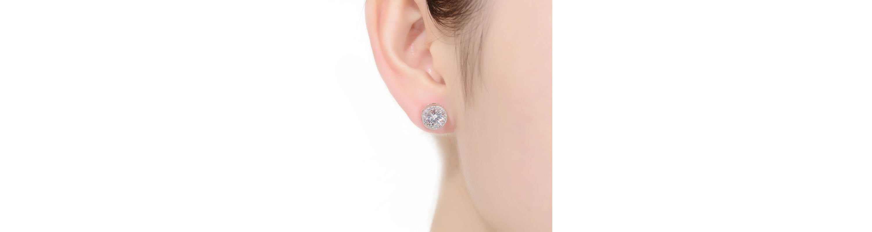Lab Created Sterling Silver with Clear Round Cubic Zirconia Milgrain Set Halo Stud Earrings