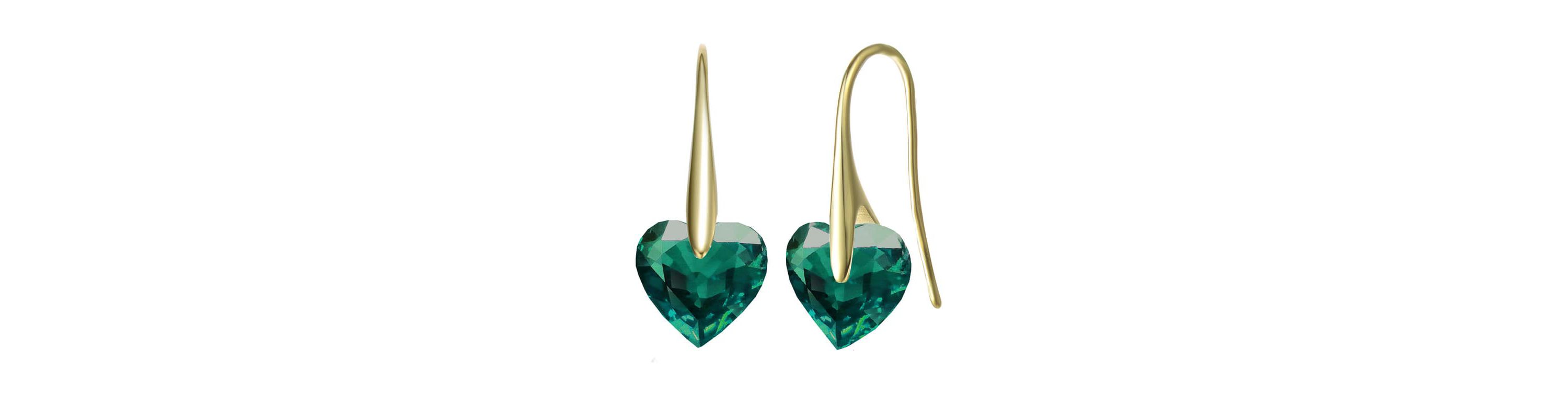 Lab Created Sterling Silver with Colored Cubic Zirconia Heart Hook Earrings