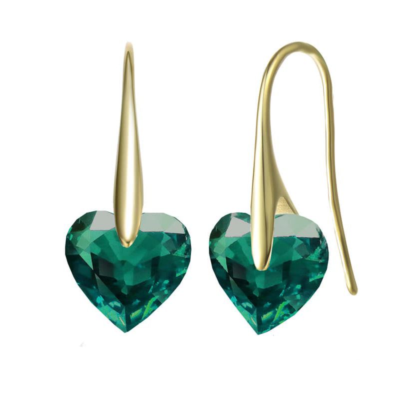 Lab Created Sterling Silver with Colored Cubic Zirconia Heart Hook Earrings
