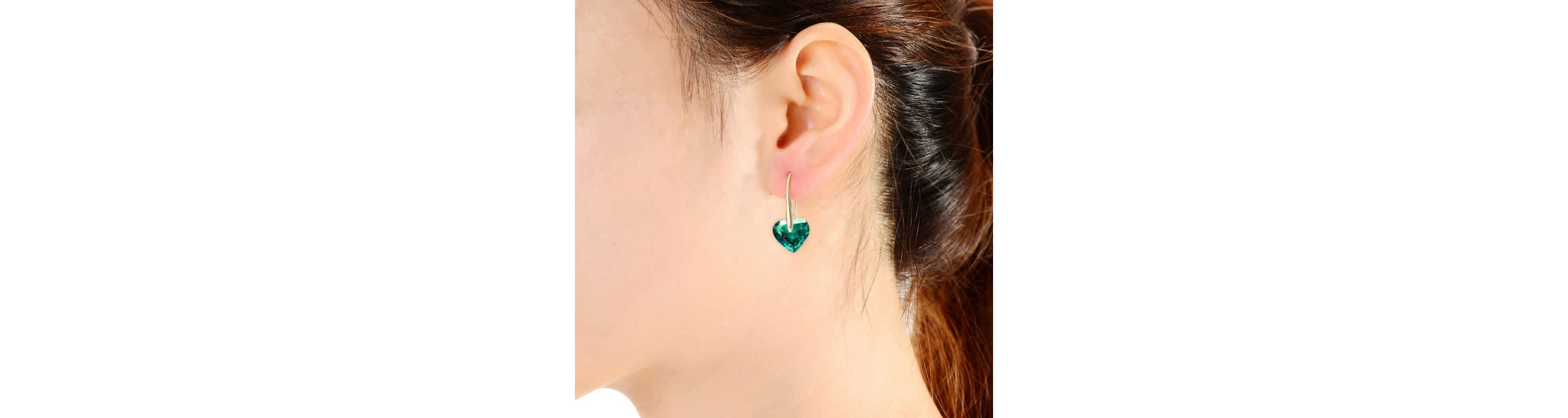 Lab Created Sterling Silver with Colored Cubic Zirconia Heart Hook Earrings