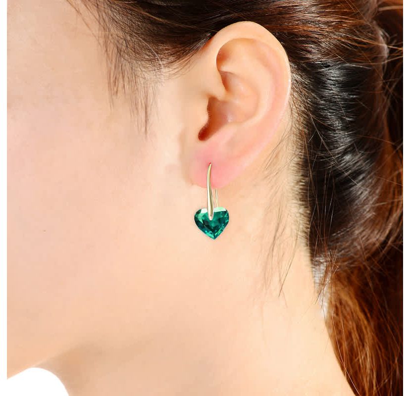 Lab Created Sterling Silver with Colored Cubic Zirconia Heart Hook Earrings