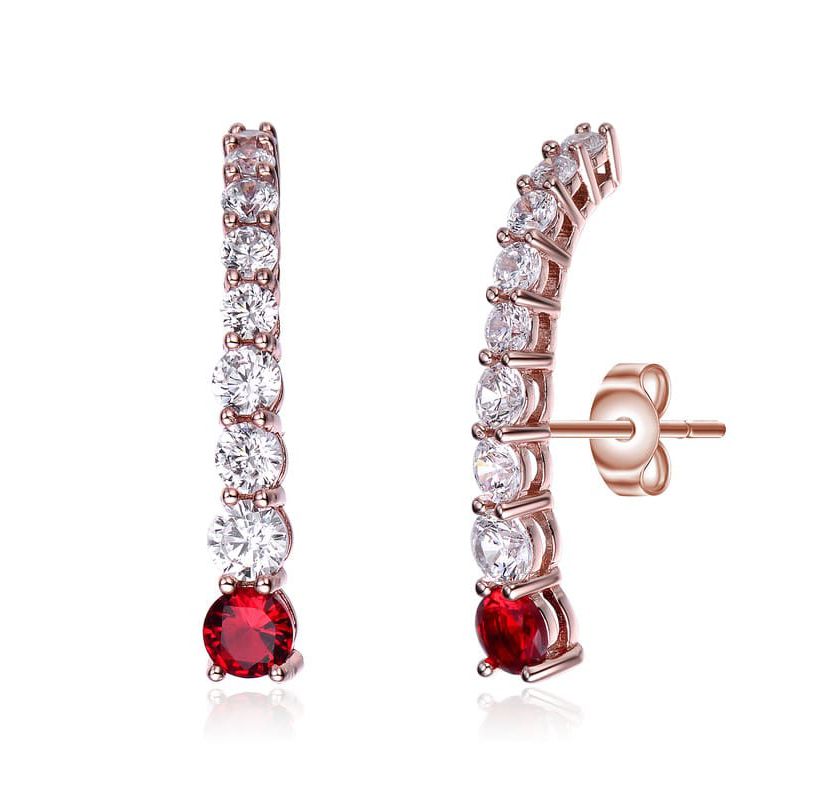 Lab Created Sterling Silver with Colored Cubic Zirconia Curved Journey Drop Earrings