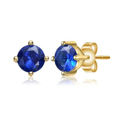 Rozzato Lab Created Sterling Silver with Colored Cubic Zirconia Solitaire Stud Earrings, Blue