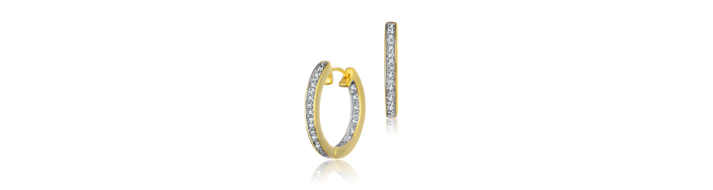 Lab Created Sterling Silver with Clear Cubic Zirconia Round Huggie Hoop Earring