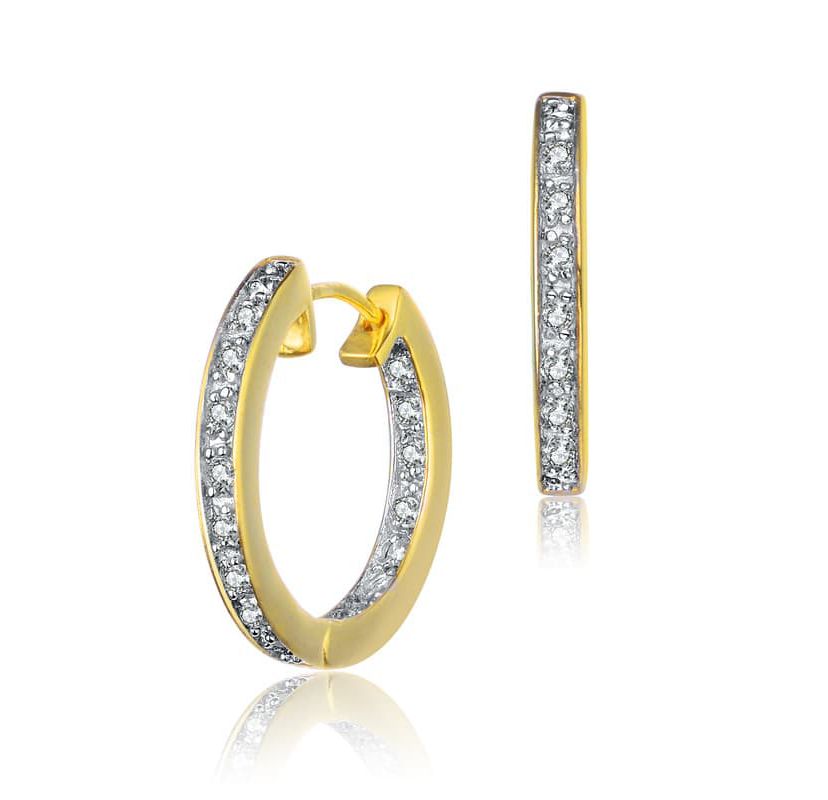 Lab Created Sterling Silver with Clear Cubic Zirconia Round Huggie Hoop Earring