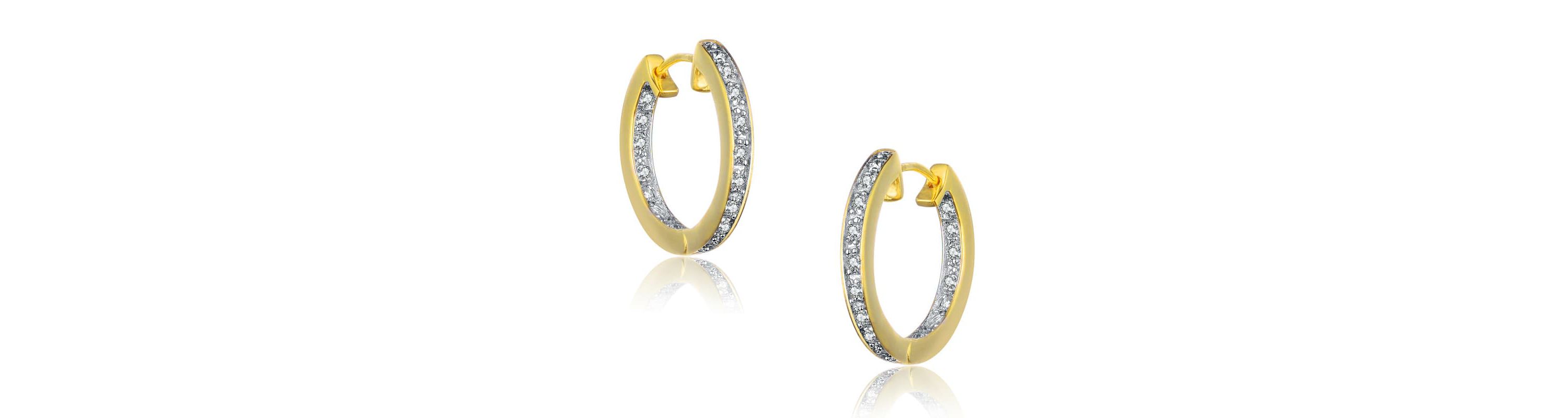 Lab Created Sterling Silver with Clear Cubic Zirconia Round Huggie Hoop Earring