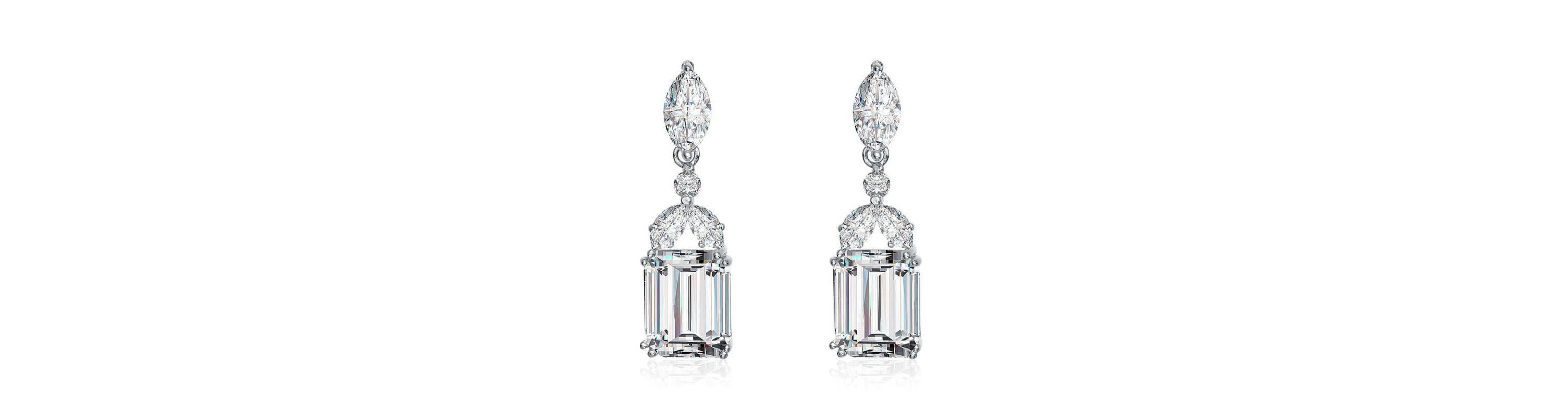 Lab Created Sterling Silver White Gold Plated with Colored Cubic Zirconia Lantern Earrings