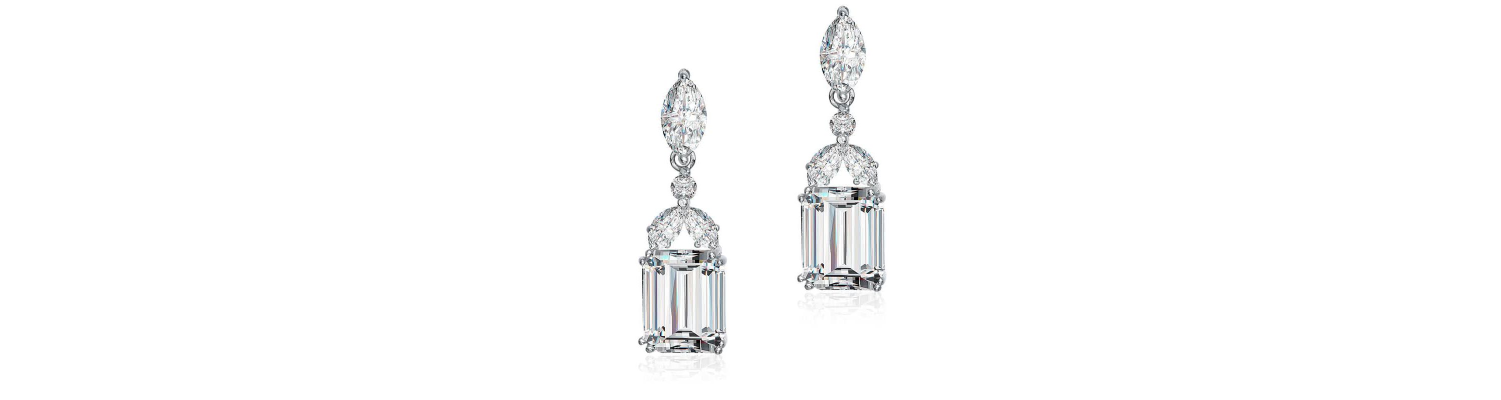 Lab Created Sterling Silver White Gold Plated with Colored Cubic Zirconia Lantern Earrings