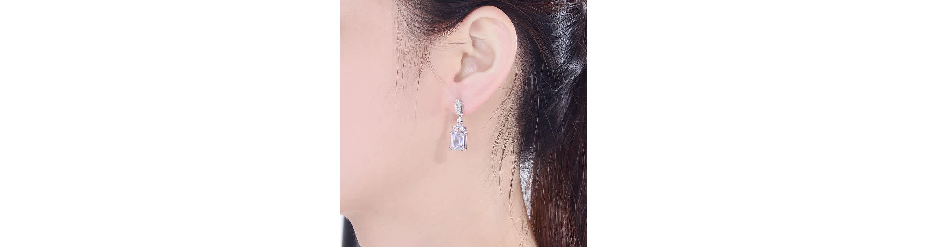 Lab Created Sterling Silver White Gold Plated with Colored Cubic Zirconia Lantern Earrings