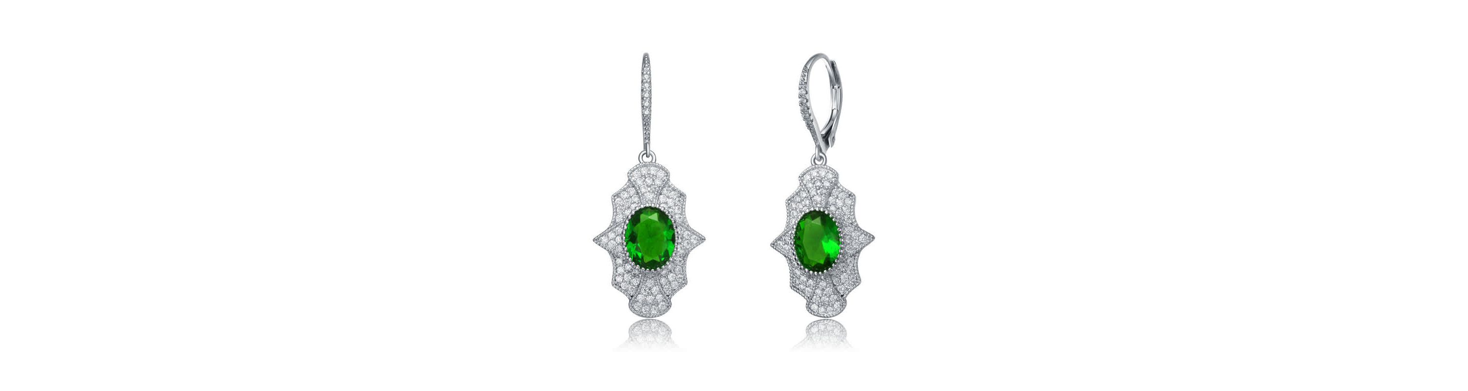 Lab Created Sterling Silver White Gold Plated with Colored Oval Cubic Zirconia Leverback Earrings