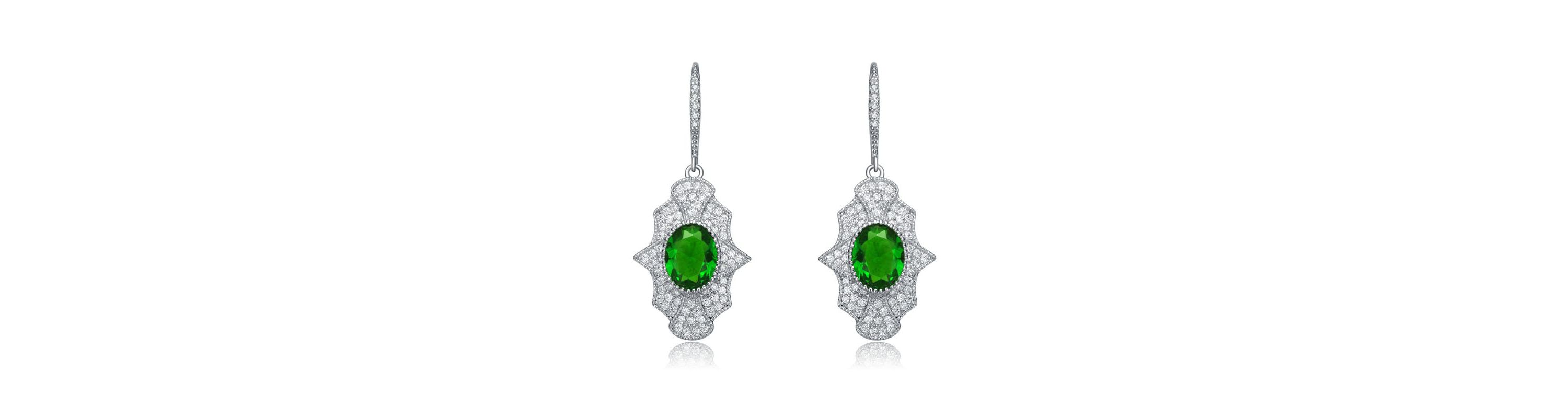 Lab Created Sterling Silver White Gold Plated with Colored Oval Cubic Zirconia Leverback Earrings