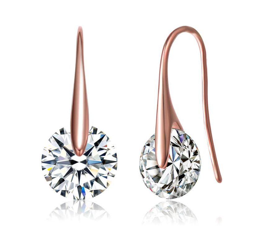 Lab Created Sterling Silver with Clear Cubic Zirconia Stylish Party Hook Earrings