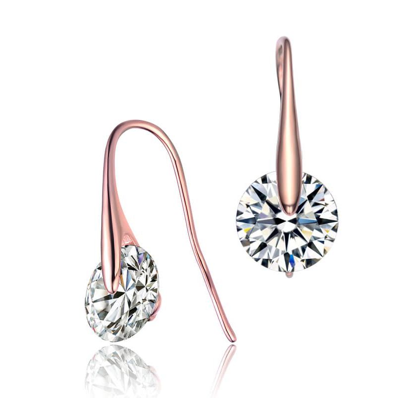 Lab Created Sterling Silver with Clear Cubic Zirconia Stylish Party Hook Earrings
