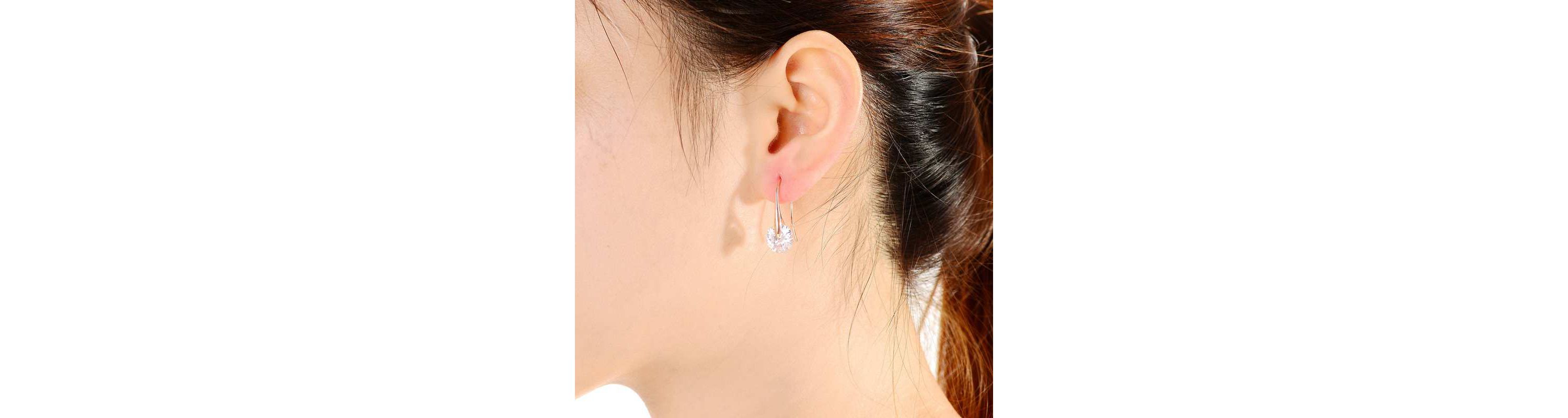 Lab Created Sterling Silver with Clear Cubic Zirconia Stylish Party Hook Earrings