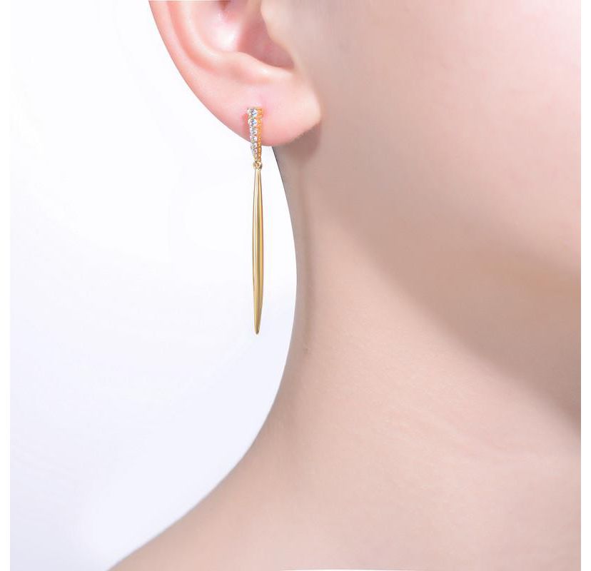 Lab Created Sterling Silver with Colored Cubic Zirconia Icicle Spike Dangle Earrings